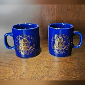 (2) Washington DC ⭐️ Mini Souvenir Mugs Blue & Gold《2010》